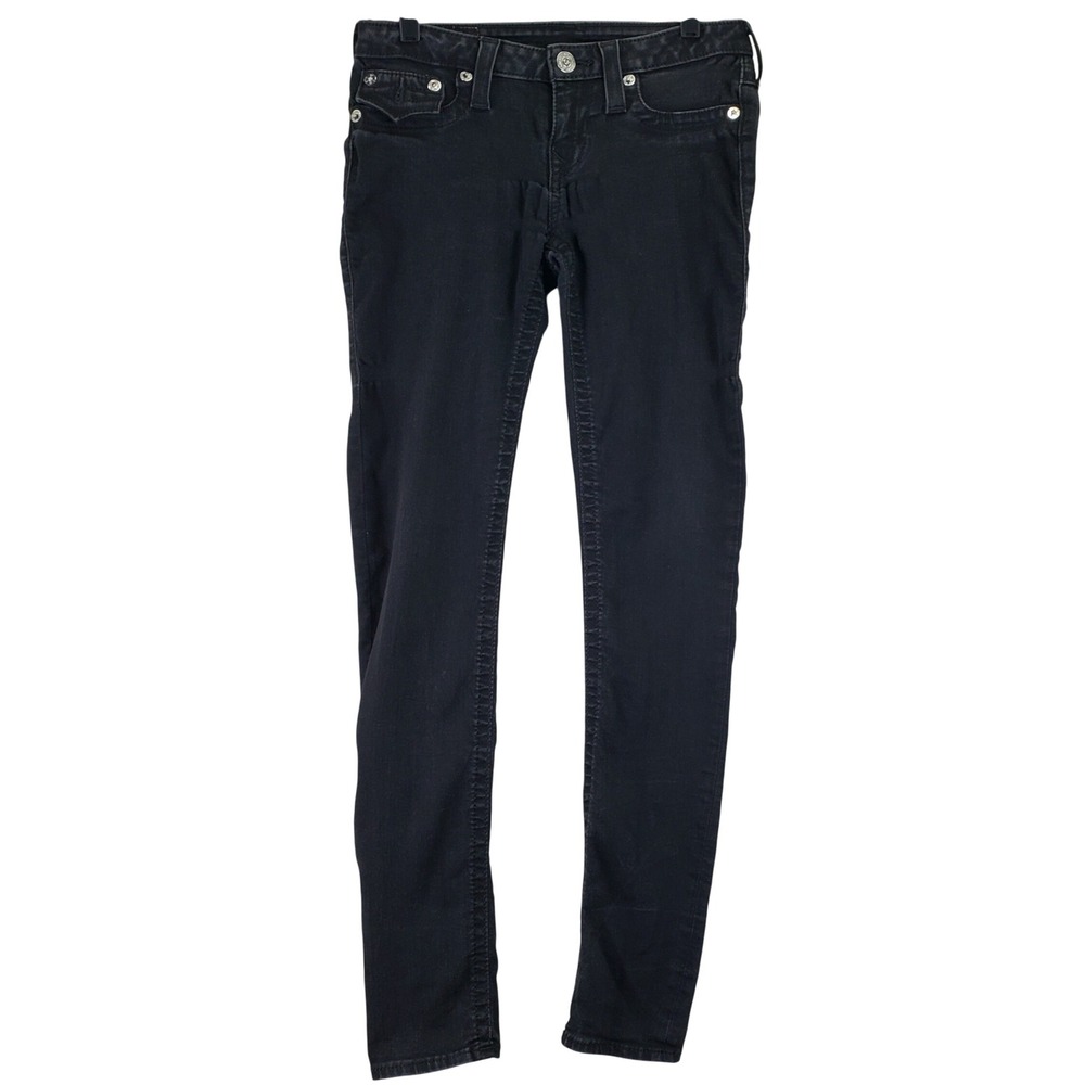 True Religion Section Skinny Jeans Womens 28 (Fits 31x31) Black Y2K Grunge